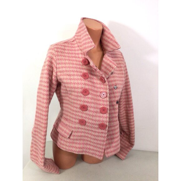 Abercrombie & Fitch Plaid Wool Coat Preppy Ella Woods Womens Medium - Picture 3 of 6